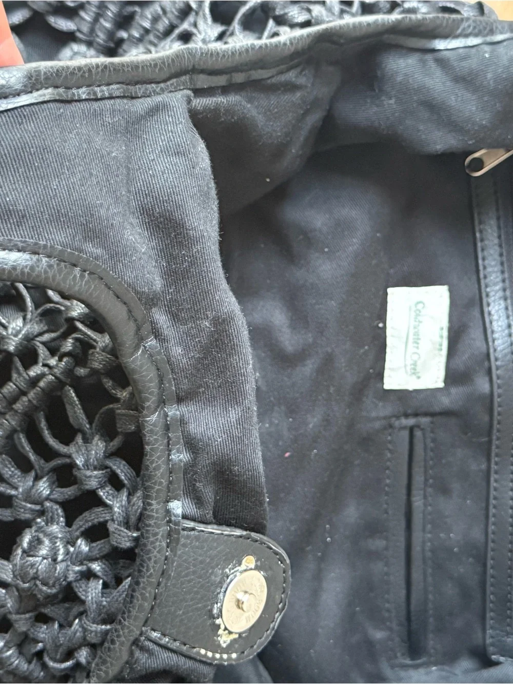 Coldwater Creek Black Macramé Hobo Bag